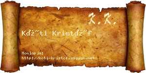 Kóti Kristóf névjegykártya